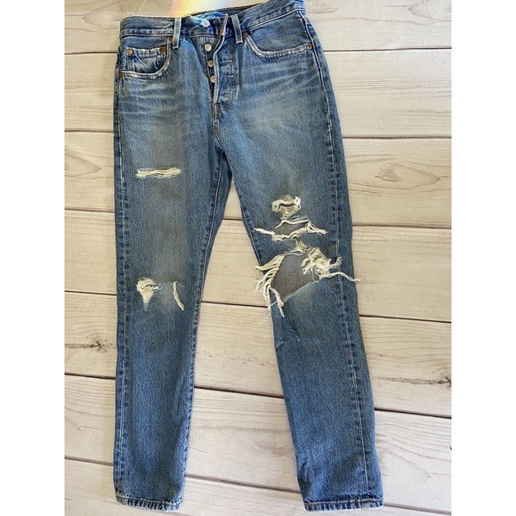 Levi's Denim - Levi's Premium 501s Skinny Jeans Womens 27x28 Blue Button Fly